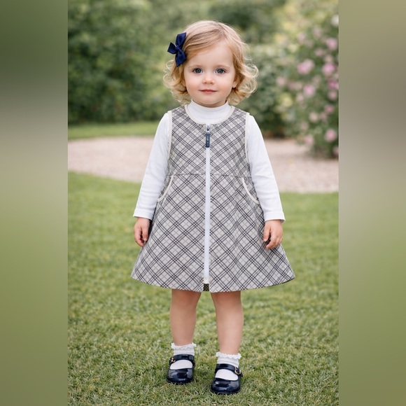 Burberry Baby Sleeveless Newborn Girls Iconic Check Checkered Plaid Zip  Dress